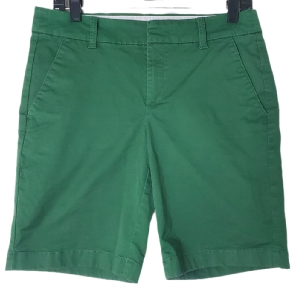 J Crew Women's Green Chino Cotton Shorts with 9‎ Inch Inseam - Picture 2 of 13